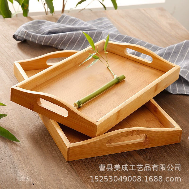 Деревянный поднос Прямоугольная чайная тарелка из цельного дерева