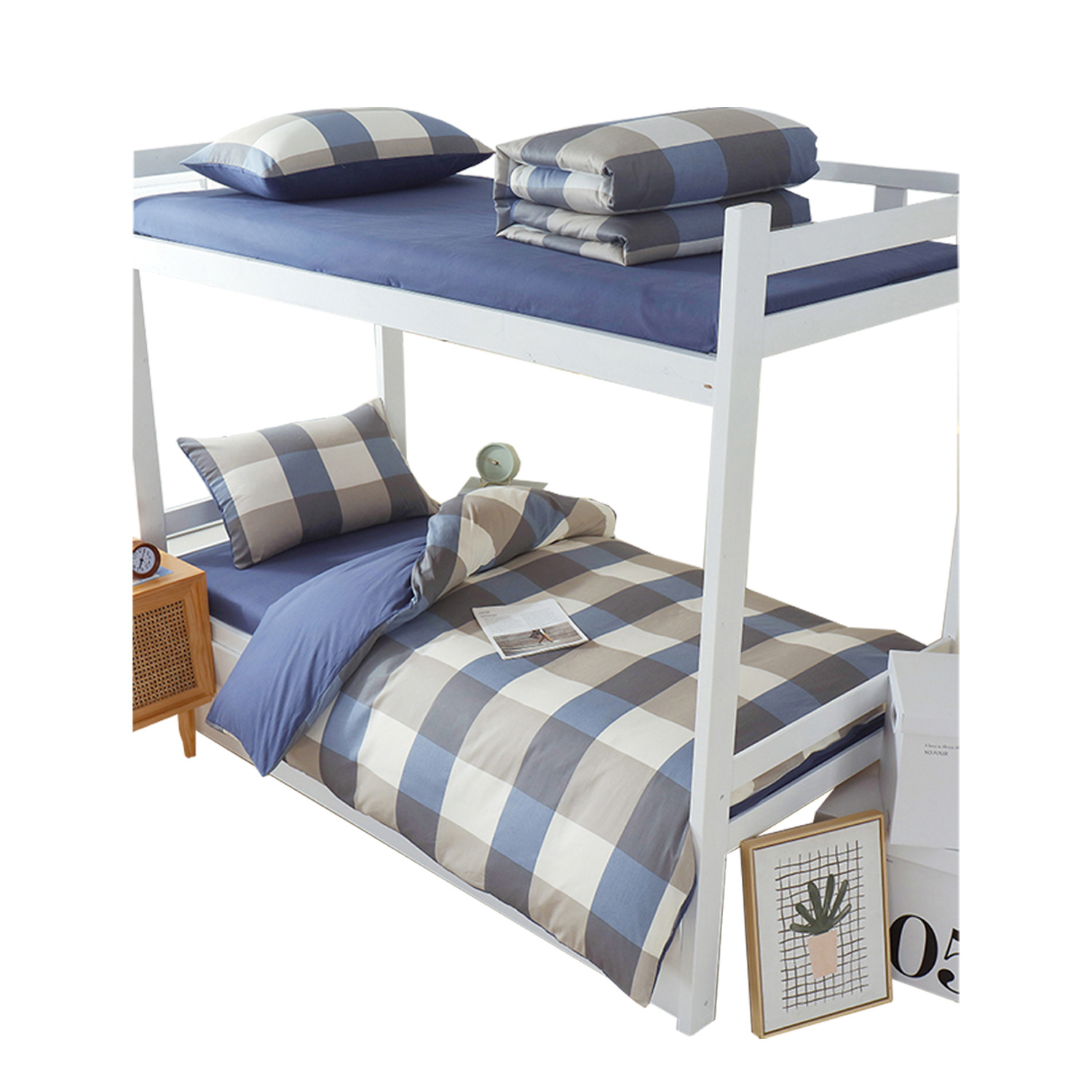 Ropa de cama de tres piezas para dormitorio de estudiantes universitarios, juego de cuatro piezas de algodón puro, funda de edredón de sábana individual 100% algodón