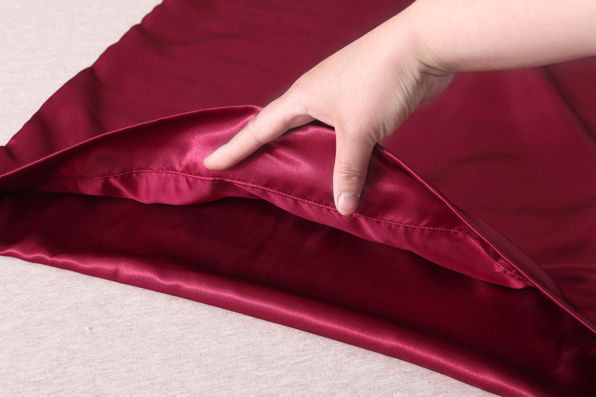 Satin Pillowcase Silk Effect Solid Colour Bedding Pillow Case_voghion.com