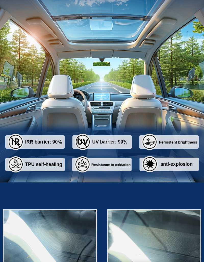 Carlaissl Tpu Sunroof Ice Film 6.5Mil Blue Car Roof Film High Insulation Self-Healing Insulation Film