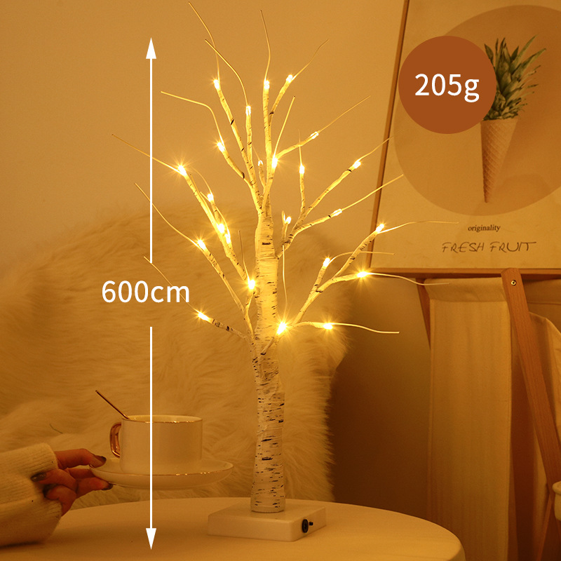 Lámpara de alambre de cobre de modelado de paisaje LED transfronterizo, lámpara de árbol de decoración de jardín de Navidad, lámpara de abedul luminosa de simulación