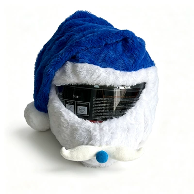 Motosiklet dəbilqələri Cute Face Mask for Men and - christmas-hat-blue