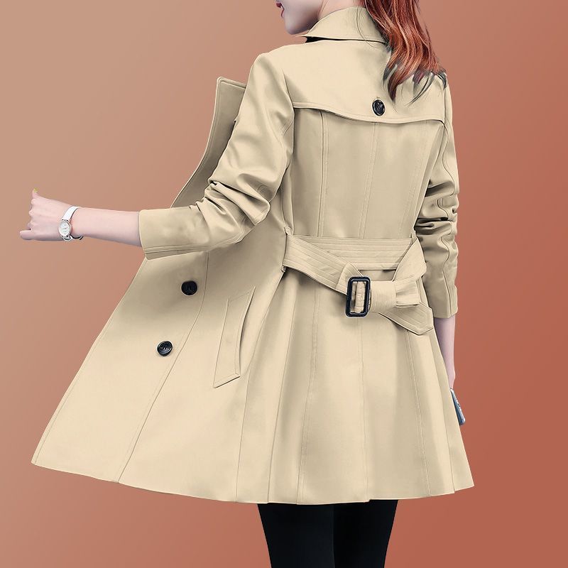 High-end trench coat women's long 2025 spring and autumn Korean version of the new fashion double-breasted elegant thin western style coat