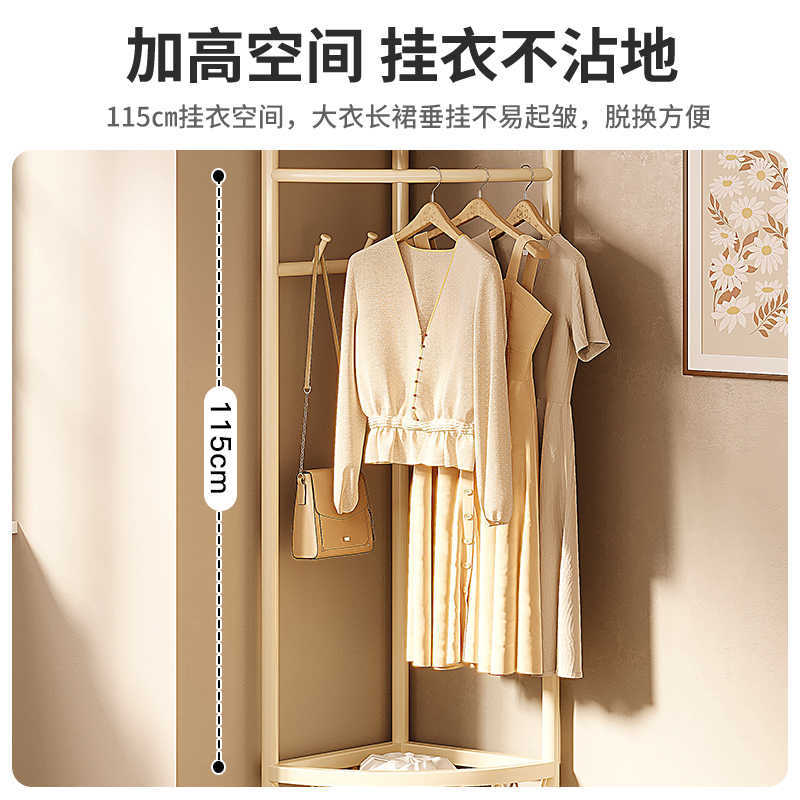 Perchero de esquina Perchero de dormitorio de piso a techo Perchero multifuncional en la puerta del hogar Sala de estar Estante de bolsa de lujo ligero