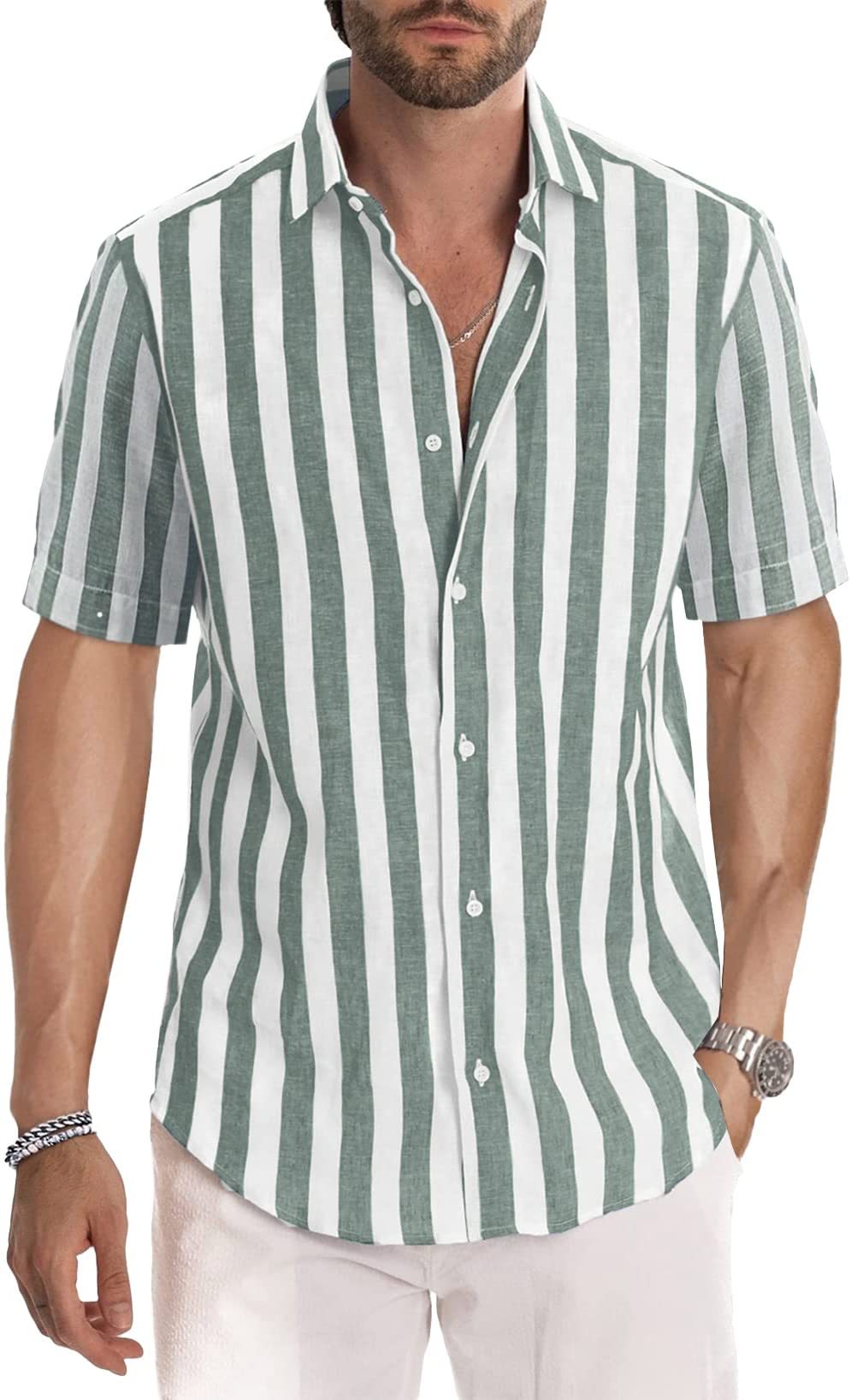 Men's Stripe Blouse Men's Clothing display picture 14