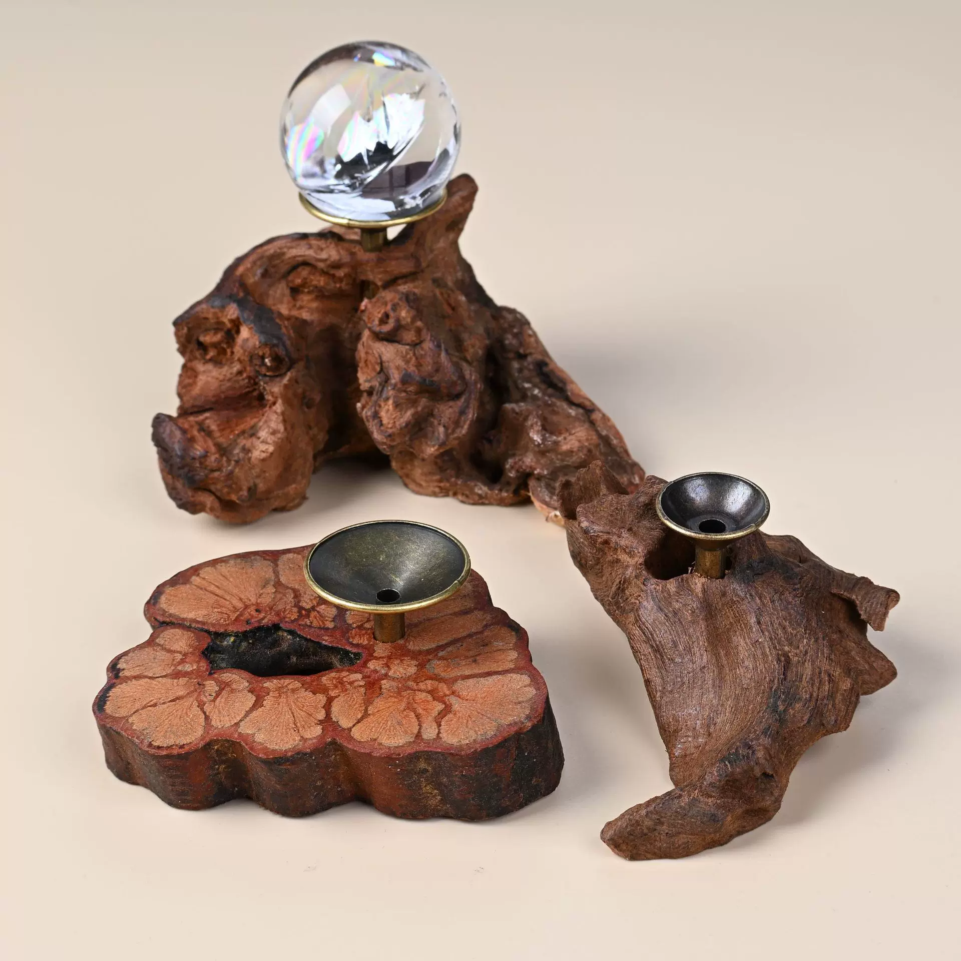 实木香插/球座 根雕 水晶球底座 线香底座 实木底座 中式复古摆件