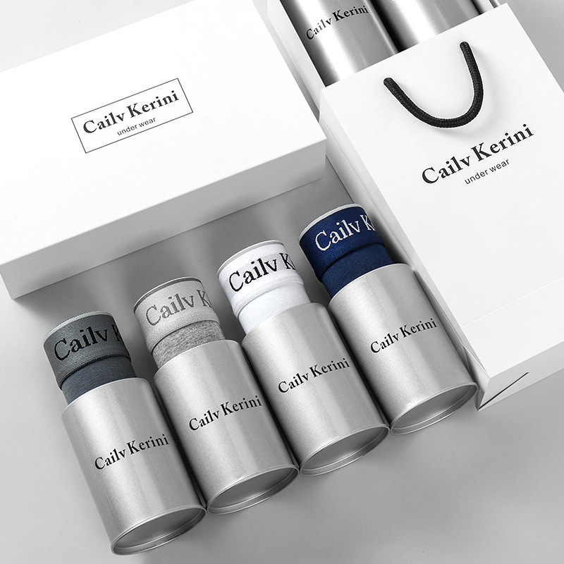 Men's Underwear, Breathable Modal Cotton Boxer Briefs, Trendy Graphene Thin Shorts for Boys, Gift Box