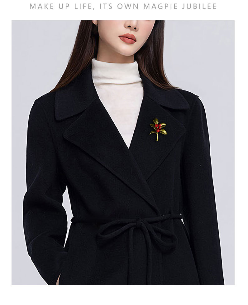 喜庆红色冬青果胸针小众设计时尚百搭植物胸花新品高级