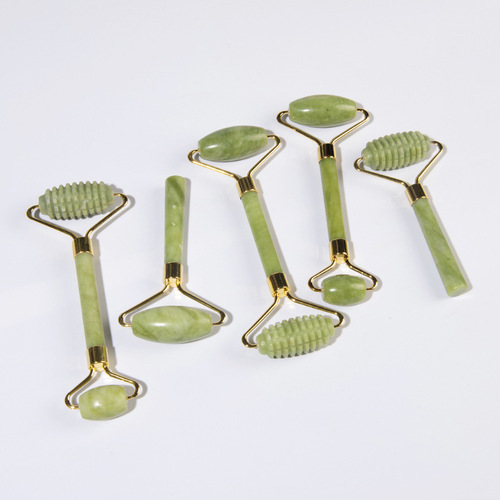 Xiuyu massage roller manufacturer supplies green jade single-headed double-headed jade roller facial jade beauty device