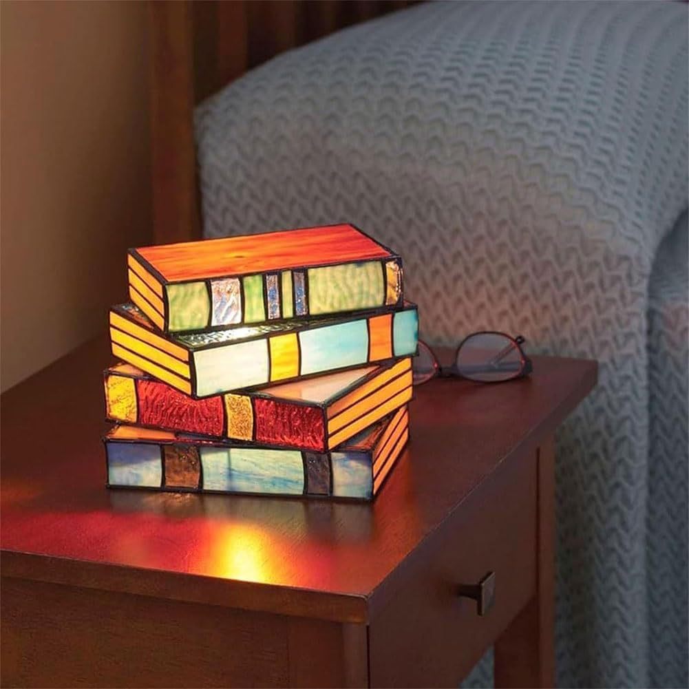 Stained Glass Stacked Books Lamp 5