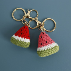 Sweet handmade woven watermelon small pendant, yarn crocheted mini keychain, handmade fruit decoration finished product