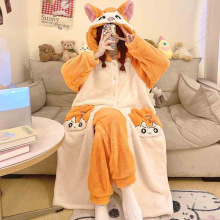 排球少年日向翔阳睡衣秋冬季加厚珊瑚绒情侣家居服套装短袖睡袍