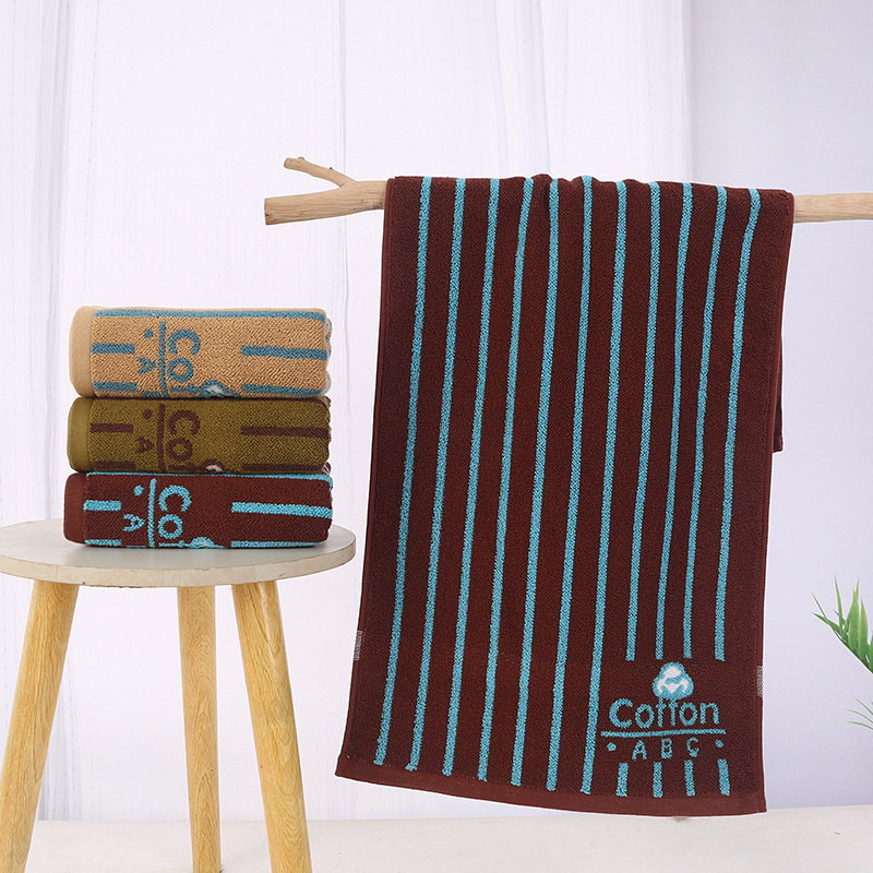 Serviette de visage en coton rayée absorbante pour la salle de bain_voghion.com