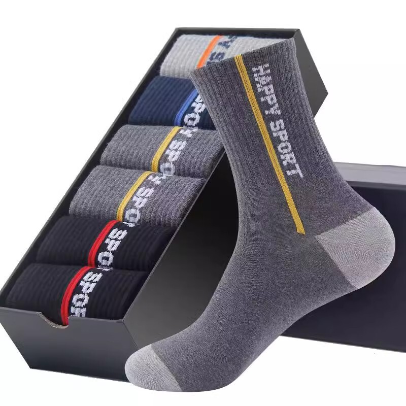 Spring and Summer Socks, Men's Mid-Calf Socks, Four-Season Sports Socks, Deodorant, Sweat-Absorbent and Breathable Men's Stockings, Trendy Student Vitality