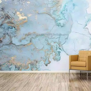 Nordic Style Wallpaper Retro European Style Elegant Light Luxury Bronzing Blue Marble Pattern Seamless Wall Cloth for TV Background Wall