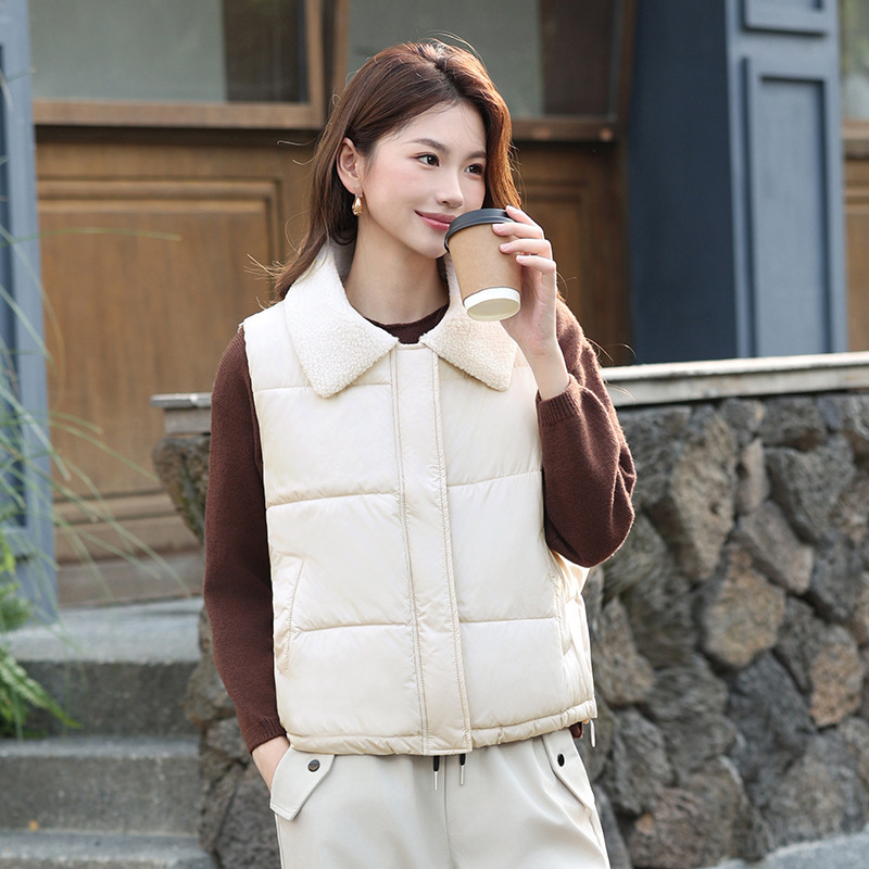 Algodón chaleco mujer otoño y invierno 2025 nuevos productos coreanos con la solapa vestimenta de algodón estilo europeo y americano chaleco de hombro chaqueta de moda image 7