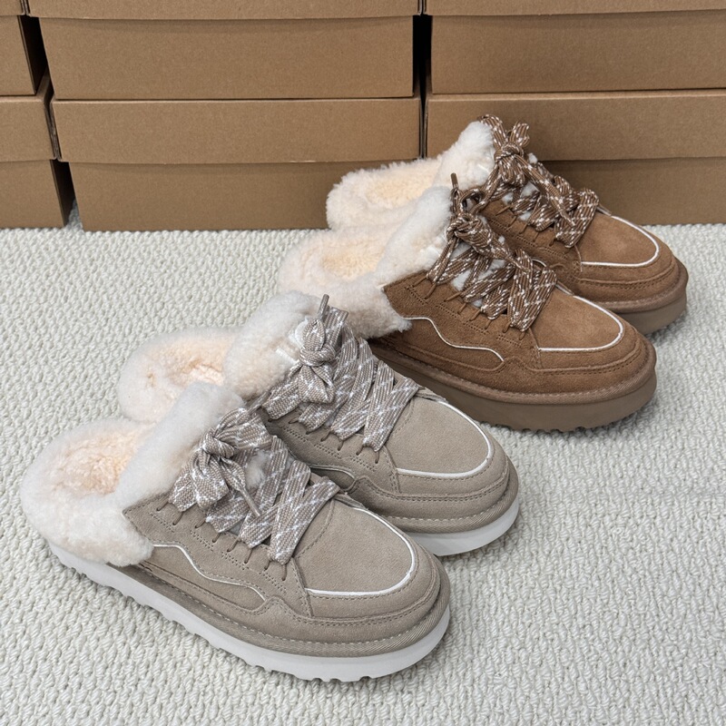 Sangpo's New Mel Thick-Soled Wool Lace-Up Slippers Casual Snow Boots Lowmel Reflective Strip Casual Furry Slippers Sangpo's New Mel Thick-Soled Wool Lace-Up Slippers Casual Snow Boots Lowmel Reflective Strip Casual Furry Slippers