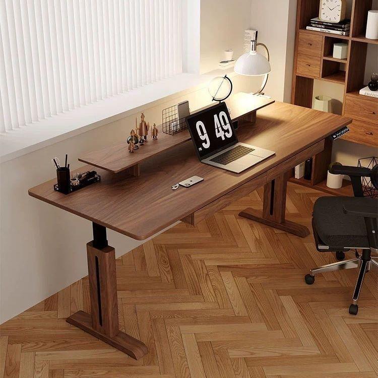 South American Walnut Computer Desk, Simple Bedroom, Modern Study Room, Electric Lift Table, Mid-Century Style