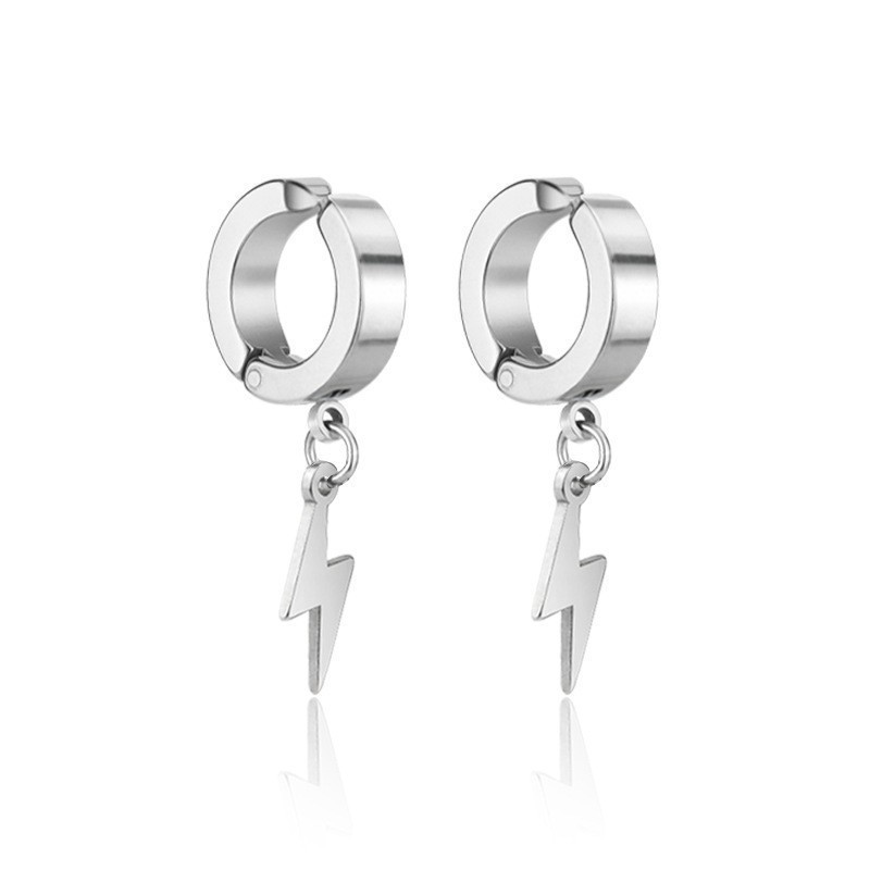 X267-A (silver lightning ear clip) a pair