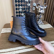 2025秋季新款真皮厚底马丁靴女复古时尚休闲百搭透气防滑短靴女鞋