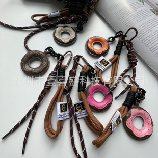 New Donut Leather Maillard Color Cross-border Hot Bag Pendant Pendant Keychain Mobile Phone Lanyard Pendant