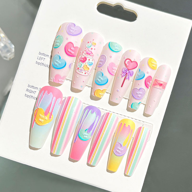 Nuevas uñas portátiles para adultos, uñas en relieve estéreo, parches de manicura, uñas postizas, uñas terminadas, uñas largas de ballet