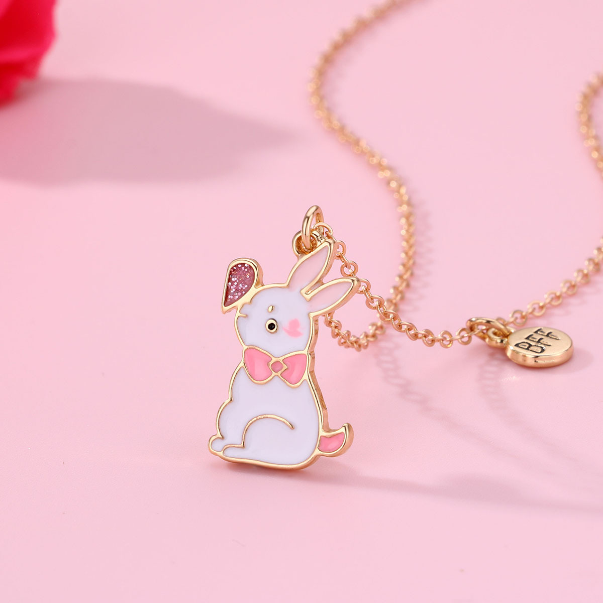 Süß Einfacher Stil Kaninchen Herzform Legierung Emaille Ostern Kinder Halskette Mit Anhänger display picture 3