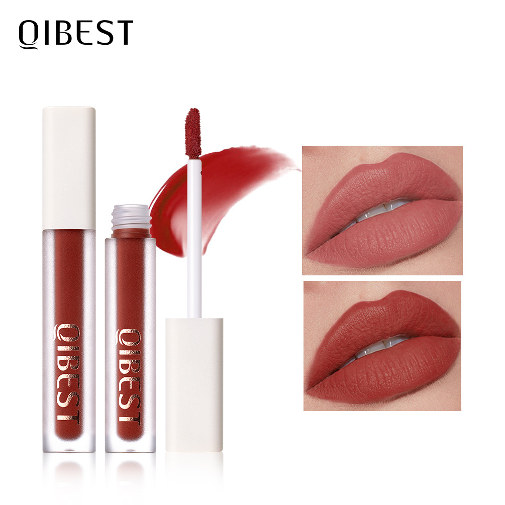 carina QIBEST Silk Smooth Glaze, Cup, Non bleking Color, Staying Makeup, Colorful Lipstick, Matt Moisturizing Lip Honey_voghion.com