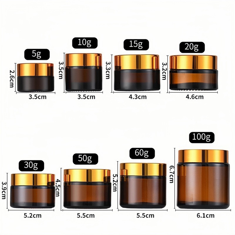 30g磨砂膏霜瓶10g透明玻璃面霜罐100g化妆品分装瓶50g棕色眼霜瓶|undefined