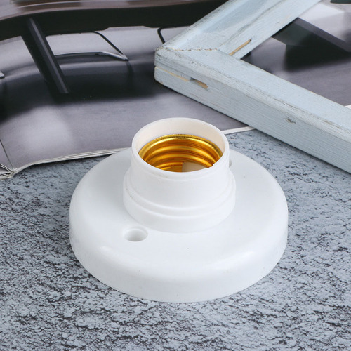 Household round surface-mounted pp plastic E27 screw lamp holder LED Luo mouth flat lamp holder lighting accessories wholesale