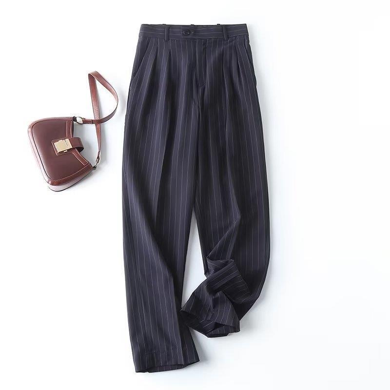 BM & MD & ZA summer new women's casual pants pinstripe pleated professional suit straight trousers