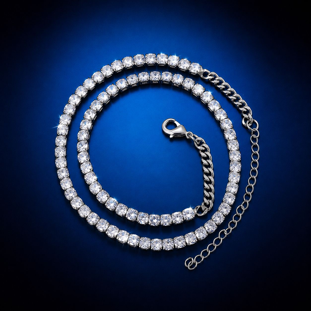 Cadena de tenis sencilla de moda europea y americana transfronteriza para hombre, collar de hip-hop con circonitas de 4 mm de una sola fila.