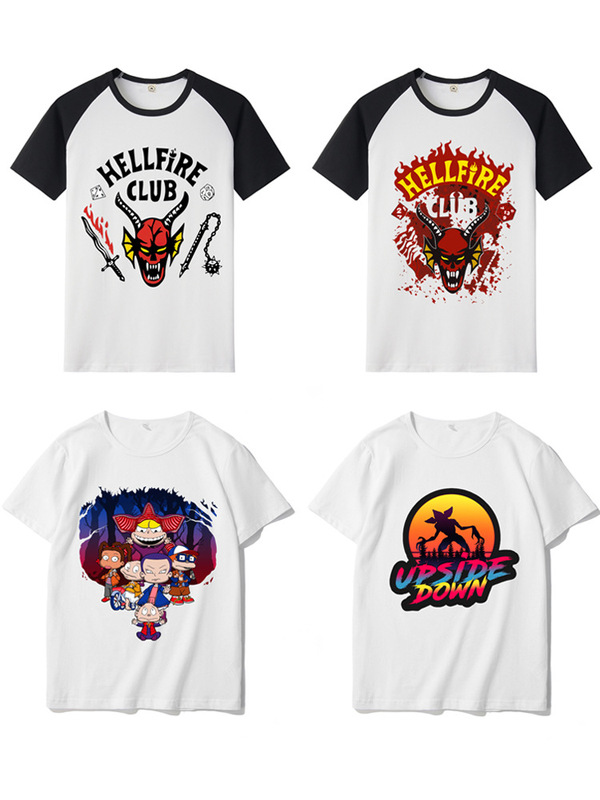 Strange Story Surrounding the Same Short-sleeved T-shirt Men's Hellfire Club cos Half-sleeved Summer Couple Clothes Fashion