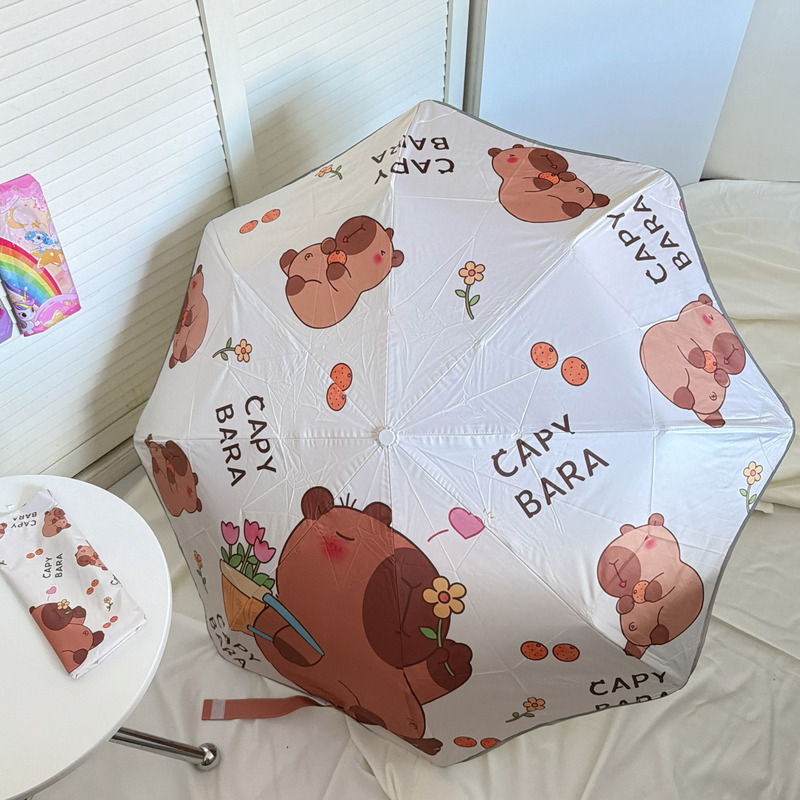 Paraguas para niños de dibujos animados automáticos se pueden plegar para estudiantes de primaria para hombres y mujeres pegamento de color protector solar paraguas de sombra solar image 11