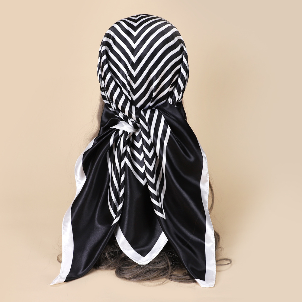 Elegant Stripe Satin Printing Silk Scarves display picture 1