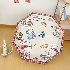 卡通日常凯蒂猫雨伞学生专用防晒黑胶遮阳伞三折八骨折叠全自动伞