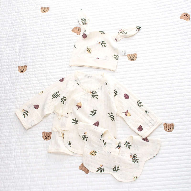 Summer Newborn Baby Pure Cotton Clothes Baby 100% Cotton Ultra-Thin Belly Protection Half Back Bodysuit Newborn INS Style Home Wear