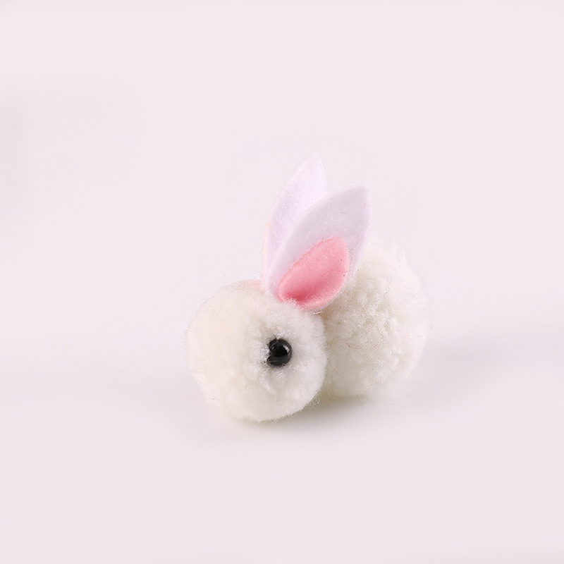 작은 흰 토끼 4cm 머리핀 없음