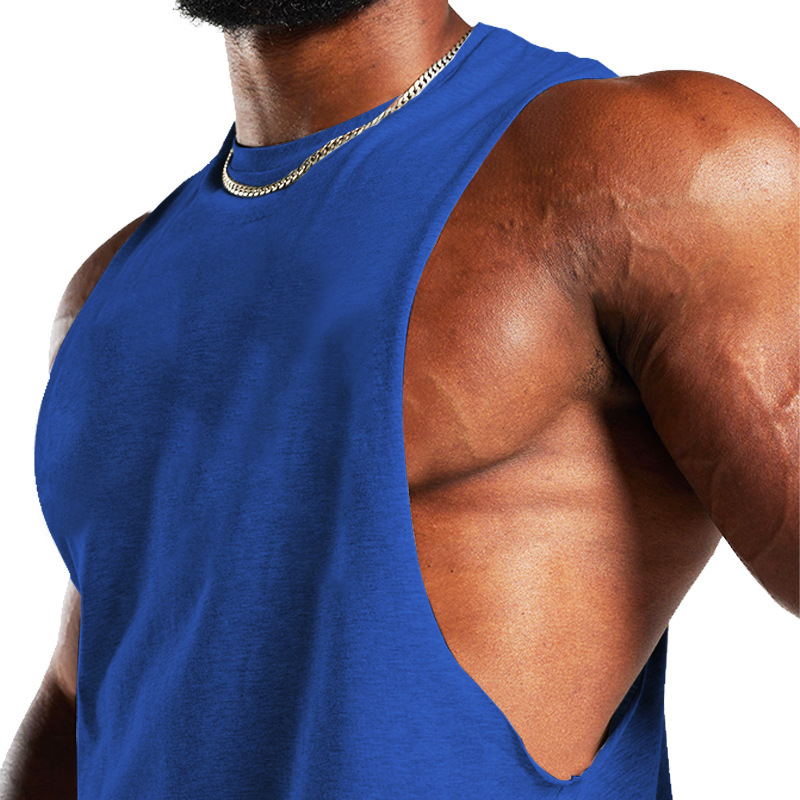 2024 Sommer Neues Fitness-Tanktop für Herren, einfarbig, sportlich, lässig, lockere Schulter-T-Shirt_voghion.com