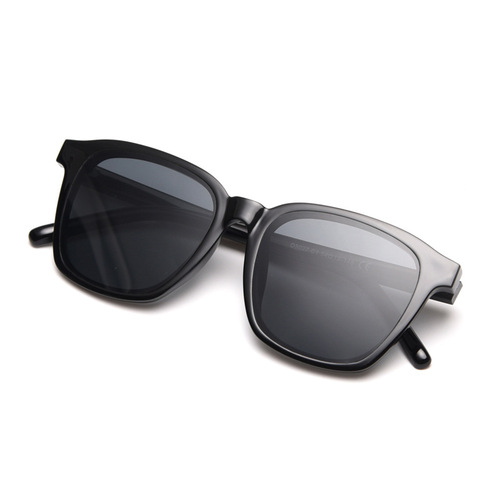 D5027 Korean orange sunglasses female Internet celebrity square niche pumpkin color sunglasses slim large frame glasses trend