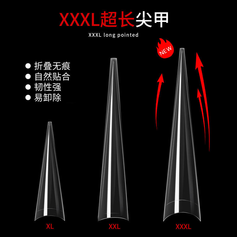Cross-border nail nail art piece new super long ghost pointed plastic nail art piece pointed nail bag extended ghost pointed nail wholesale Cross-border nail nail art piece new super long ghost pointed plastic nail art piece pointed nail bag extended ghost pointed nail wholesale
