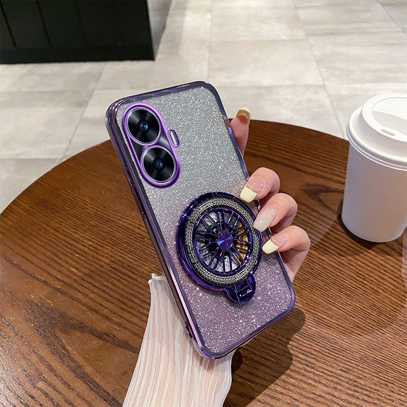 True Me C55 Mobile Phone Case New Gyro Bracket realmev25 Rotary Decompression Creative Gradient Transparent for Women