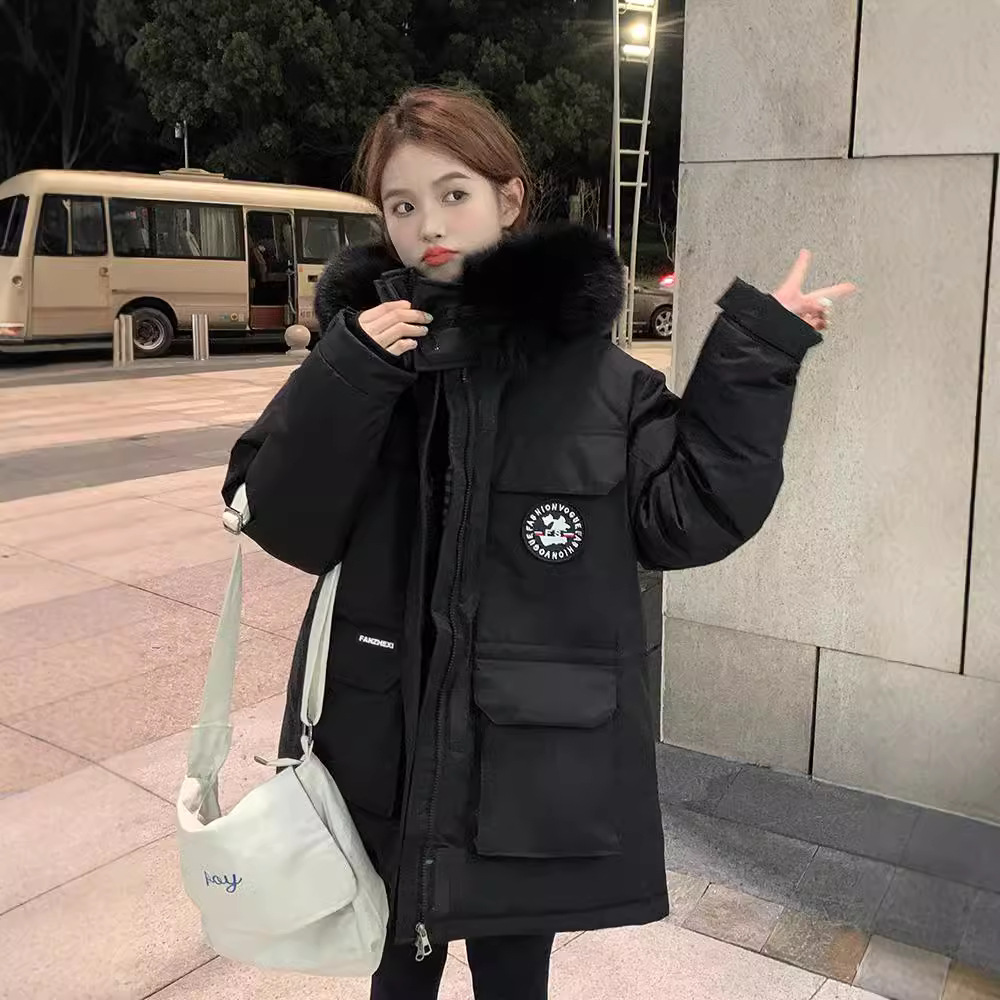 2024 invierno nuevo estilo coreano de algodón de cuello grande chaqueta de algodón de estudiantes suelta chaqueta de algodón largo chaqueta de pan image 5