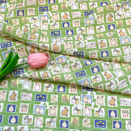 绿邮萌兔 手工diy旗袍连衣裙上衣汉服面料数码印花布料锦棉面料