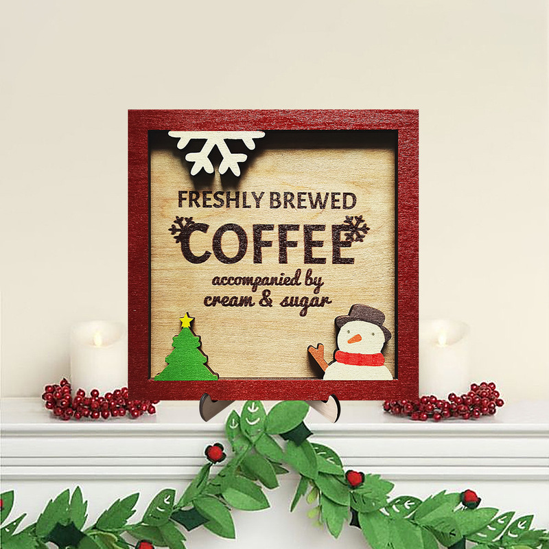 現物クリスマス祝日パーティーの雰囲気配置道具装飾クリスマス木製コーヒーマーク装飾テーブル装飾|undefined