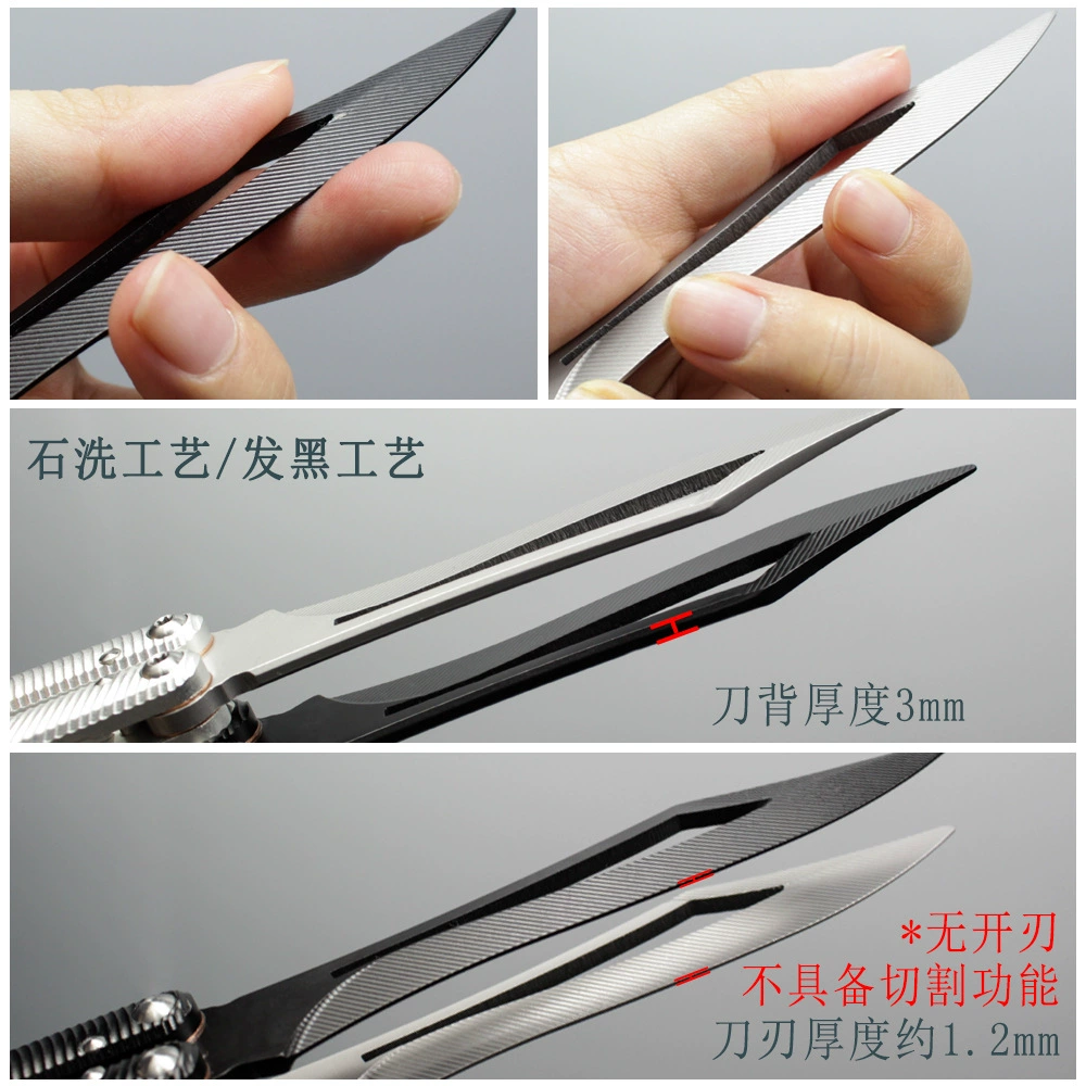 Петля бабочка нож двухцветный алюминиевый рукоять эффектив shaft sleeve imitation blade csgo бабочка складной нож декоративная тренировочная ножь без