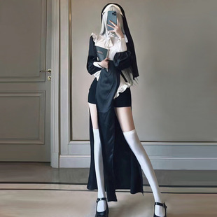 修女服cos性感紧身服变装cosplay服装显瘦女仆风连衣裙纯欲大码跨-阿里巴巴