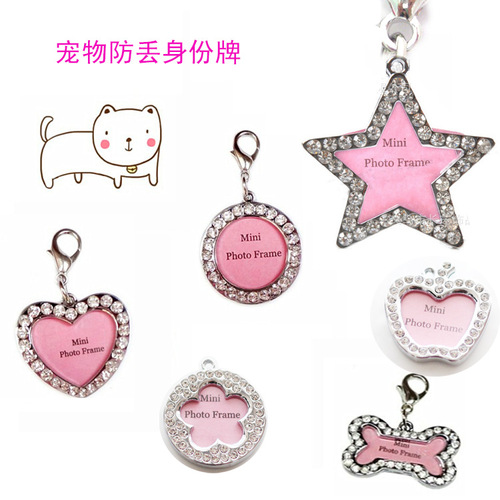 Manufacturer medium size pet round diamond dog tag anti-lost information tag diy handwritten love pendant one piece dropshipping
