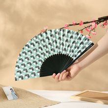 2025新款宣纸扇子黑色木质骨架传统手工折扇中国风纸扇厂家批发