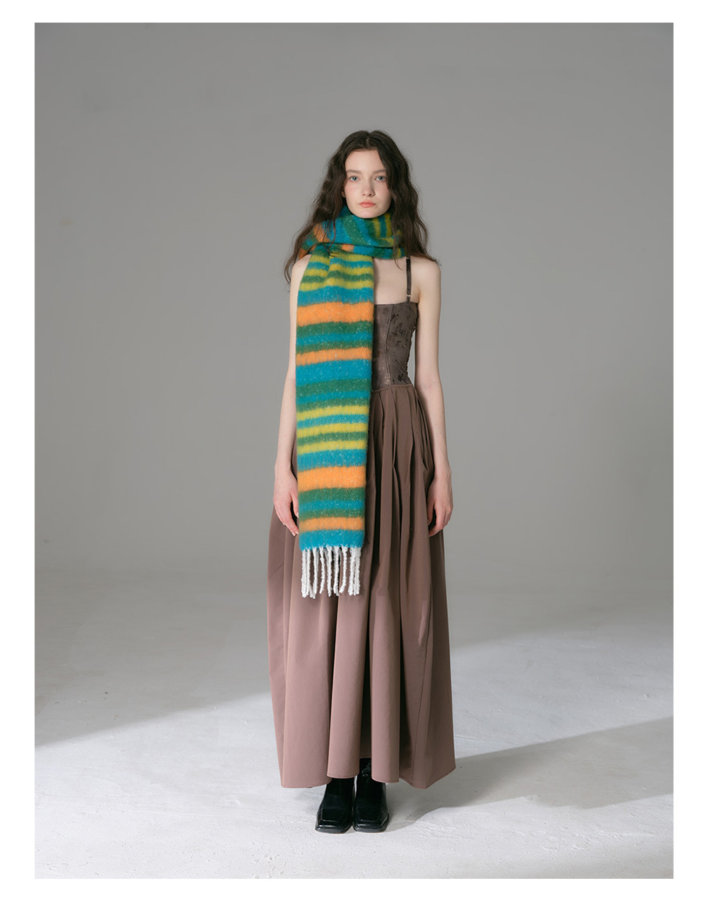 Sciarpa a righe dopamine donna imitazione cashmere morbido collo_voghion.com